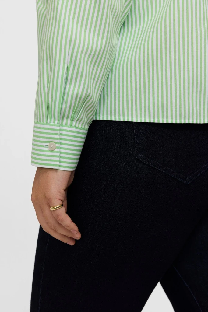 Jodie Plus No Iron Pinpoint Stripe Long Sleeve Short Shirt - Image 3