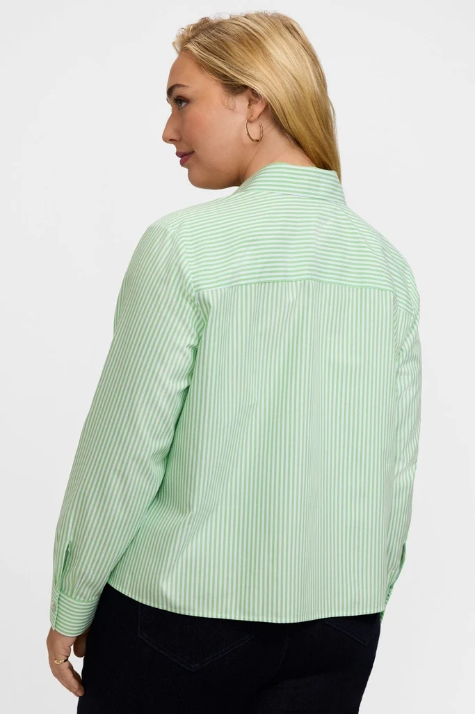 Jodie Plus No Iron Pinpoint Stripe Long Sleeve Short Shirt - Image 4