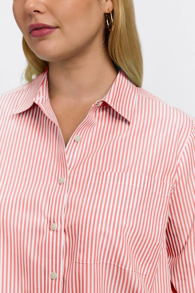 Jodie Plus No Iron Pinpoint Stripe Long Sleeve Short Shirt - Image 6