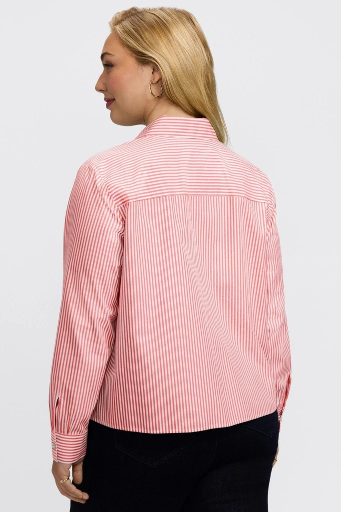 Jodie Plus No Iron Pinpoint Stripe Long Sleeve Short Shirt - Image 8
