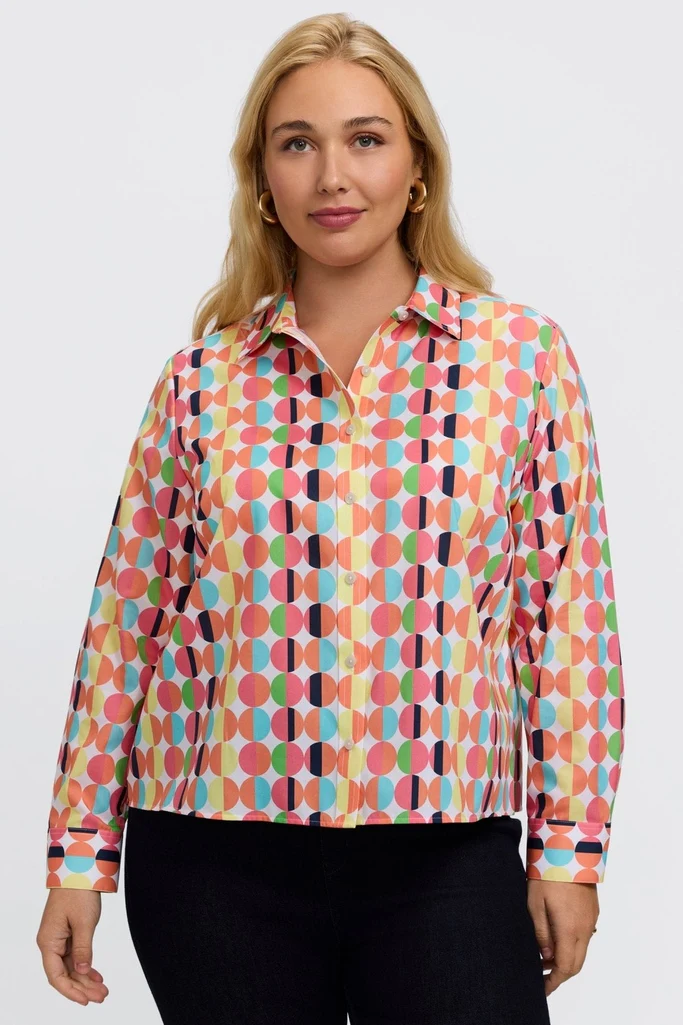 Jodie Plus Retro Dot Long Sleeve Short Shirt