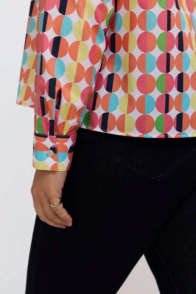 Jodie Plus Retro Dot Long Sleeve Short Shirt - Image 3