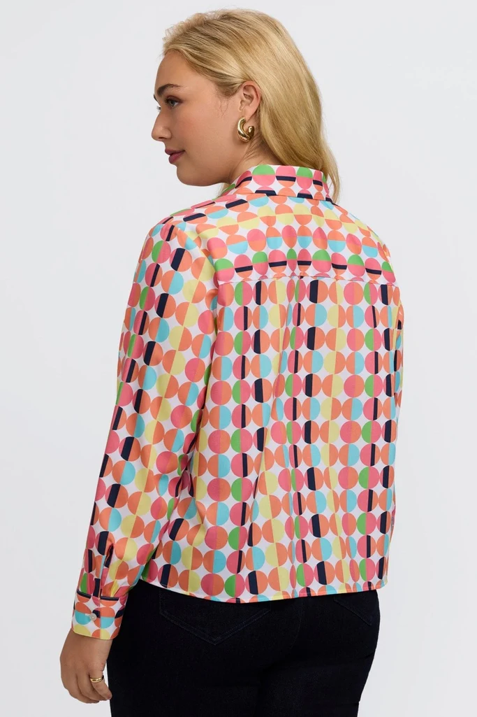 Jodie Plus Retro Dot Long Sleeve Short Shirt - Image 4