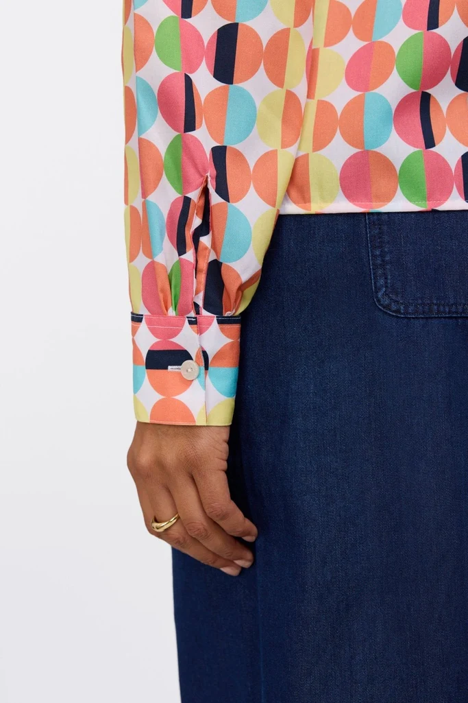 Jodie Retro Dot Long Sleeve Short Shirt - Image 3