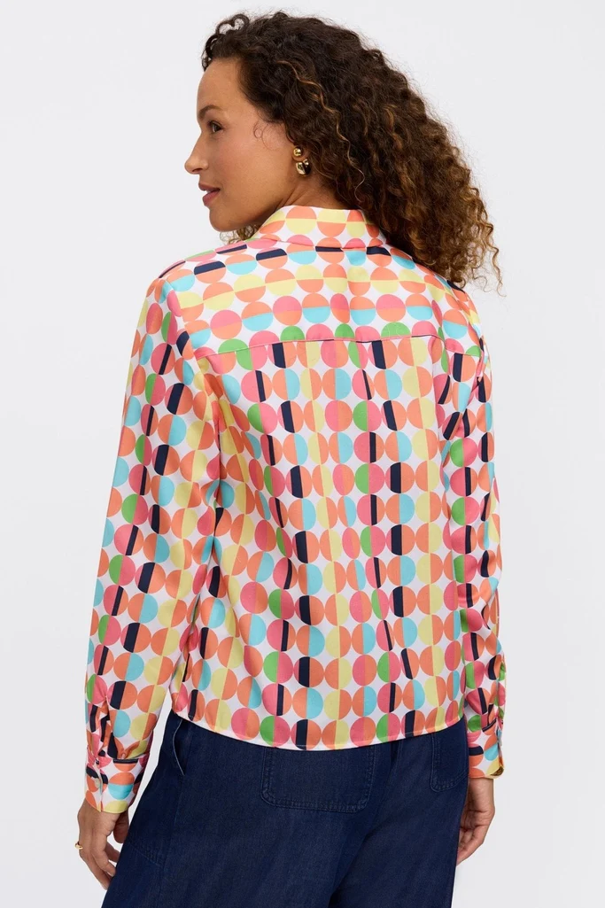 Jodie Retro Dot Long Sleeve Short Shirt - Image 4