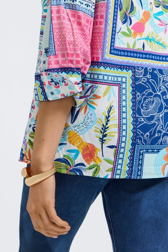 Julia Island Conversational 3/4 Sleeve Popover Shirt - Image 3
