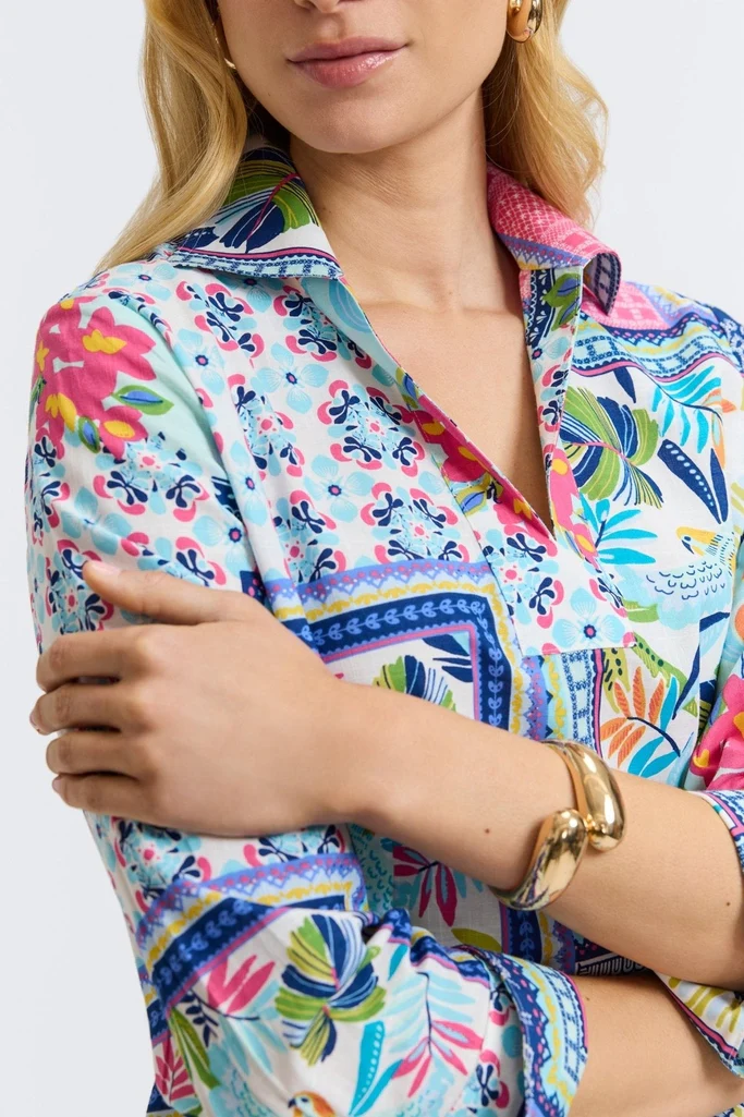 Julia Island Conversational 3/4 Sleeve Popover Shirt - Image 4