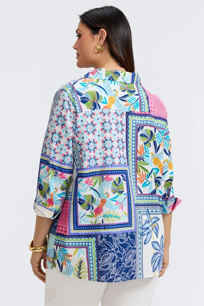 Julia Plus Island Conversational 3/4 Sleeve Popover Shirt - Image 6