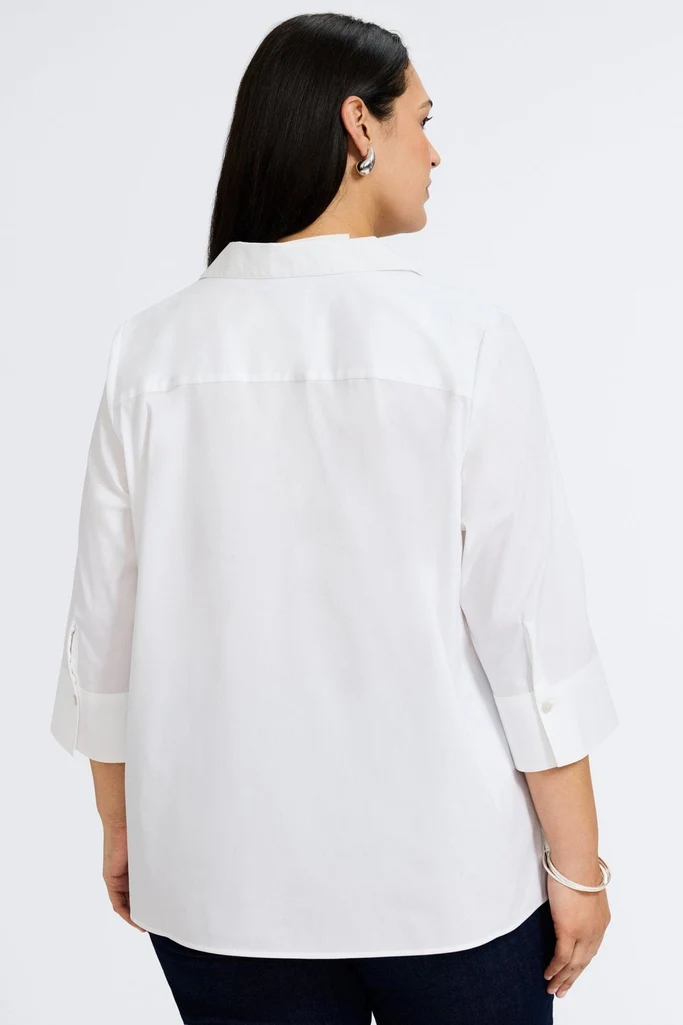 Julia Plus No Iron Stretch Cotton 3/4 Sleeve Popover Shirt - Image 12