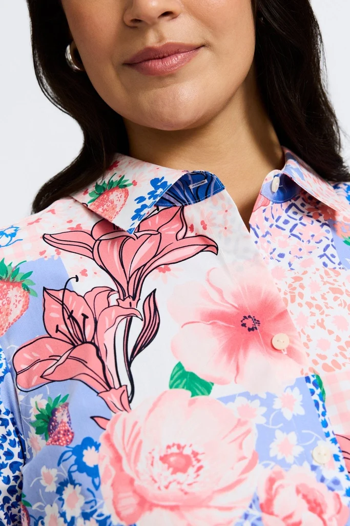June Plus Springtime Collage 3/4 Sleeve Shirt - Image 3