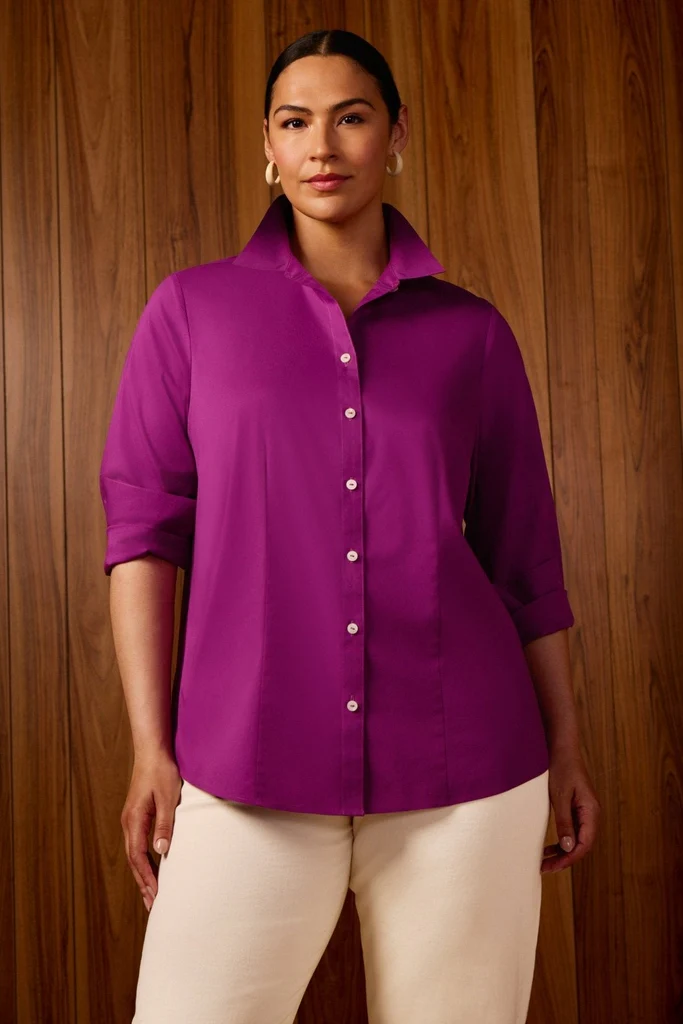 June Plus No Iron Stretch Long Sleeve Shirt - Image 3