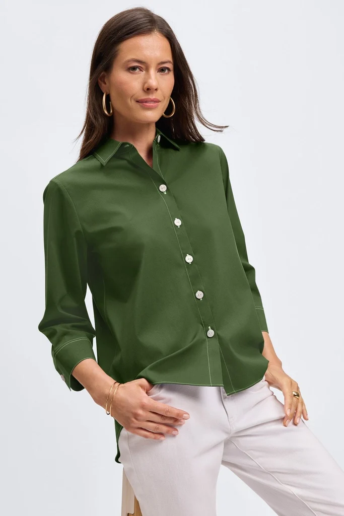 Kelly No Iron Stretch 3/4 Sleeve Shirt - Image 11