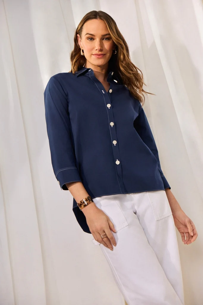 Kelly No Iron Stretch 3/4 Sleeve Shirt - Image 6