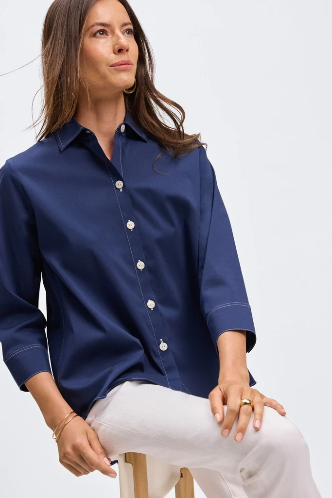 Kelly No Iron Stretch 3/4 Sleeve Shirt - Image 8