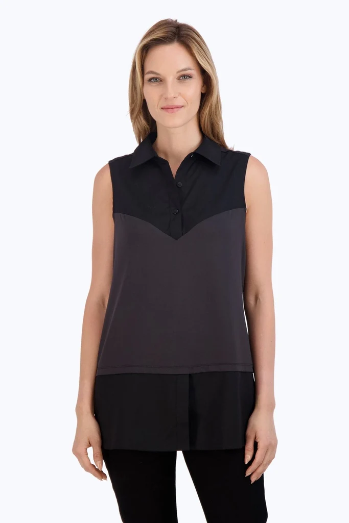 Sasha Knit-Woven Sleeveless Layering Tunic - Image 7