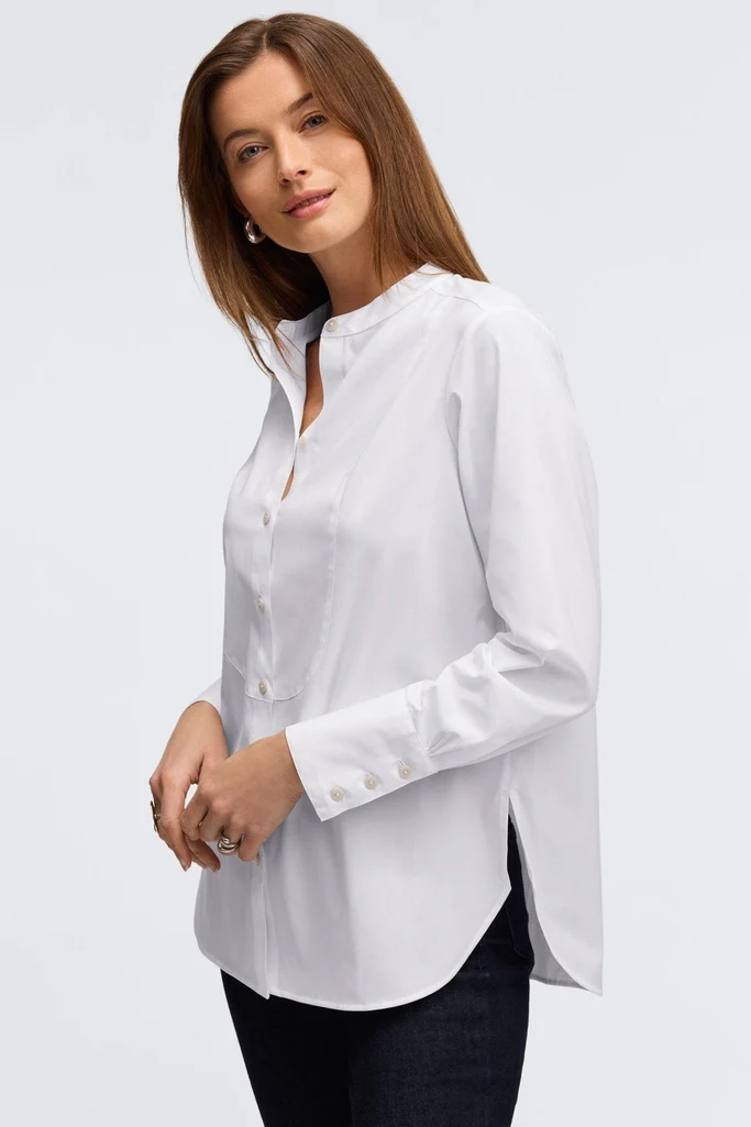 Kris No Iron Pinpoint Tuxedo Bib Long Sleeve Tunic - Image 5