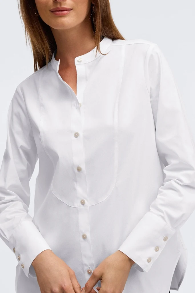 Kris No Iron Pinpoint Tuxedo Bib Long Sleeve Tunic - Image 6