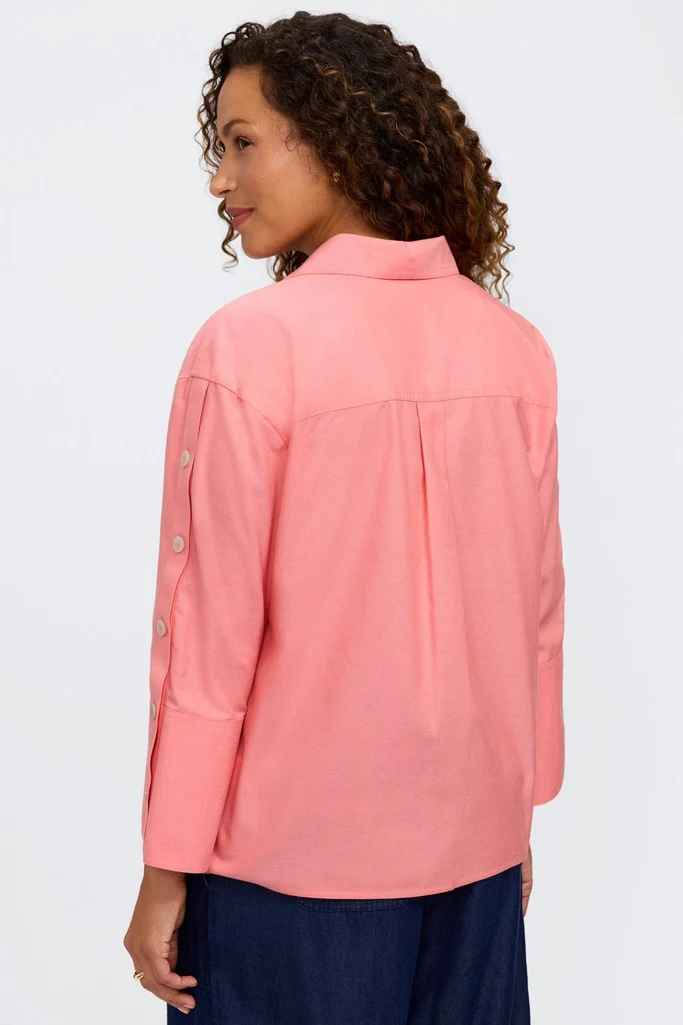 Lainey No Iron Pinpoint 3/4 Button Sleeve Shirt - Image 10