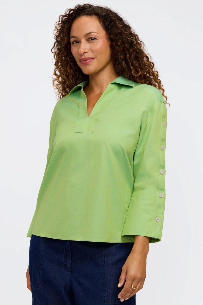 Lainey No Iron Pinpoint 3/4 Button Sleeve Shirt - Image 16