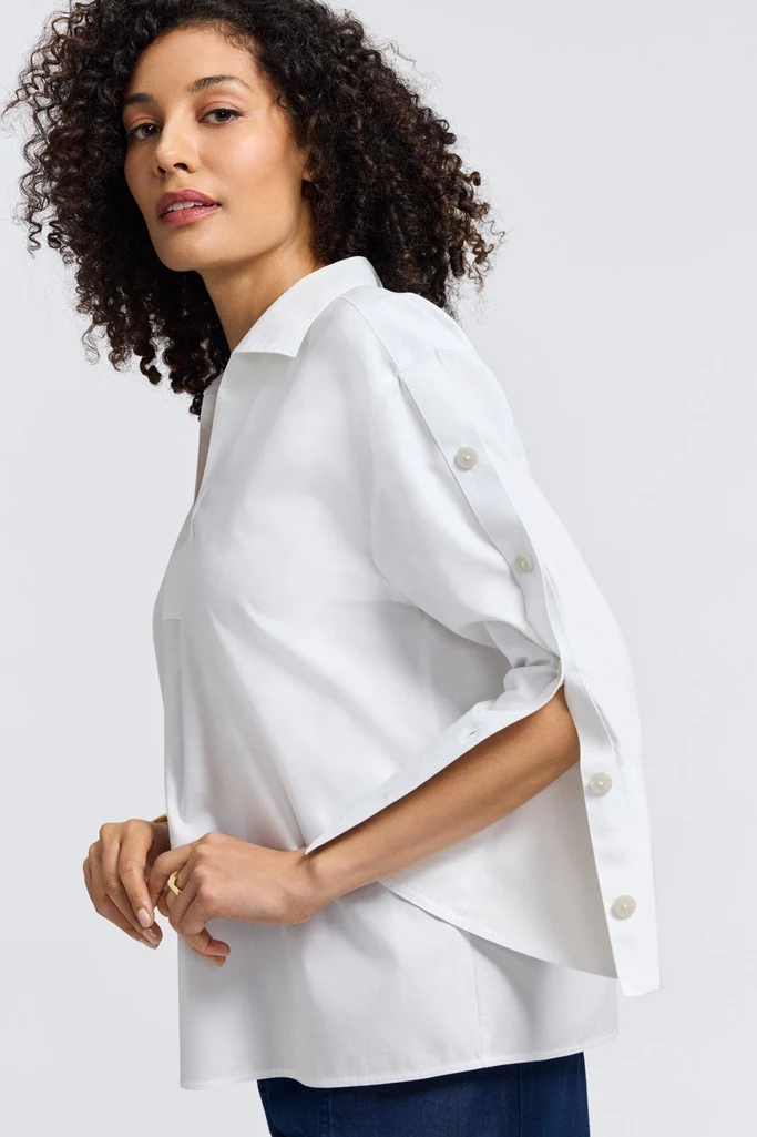 Lainey No Iron Pinpoint 3/4 Button Sleeve Shirt - Image 5