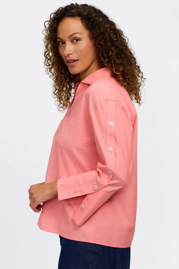 Lainey No Iron Pinpoint 3/4 Button Sleeve Shirt - Image 7
