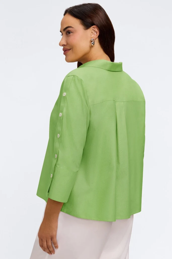 Lainey Plus No Iron Pinpoint 3/4 Button Sleeve Shirt - Image 10