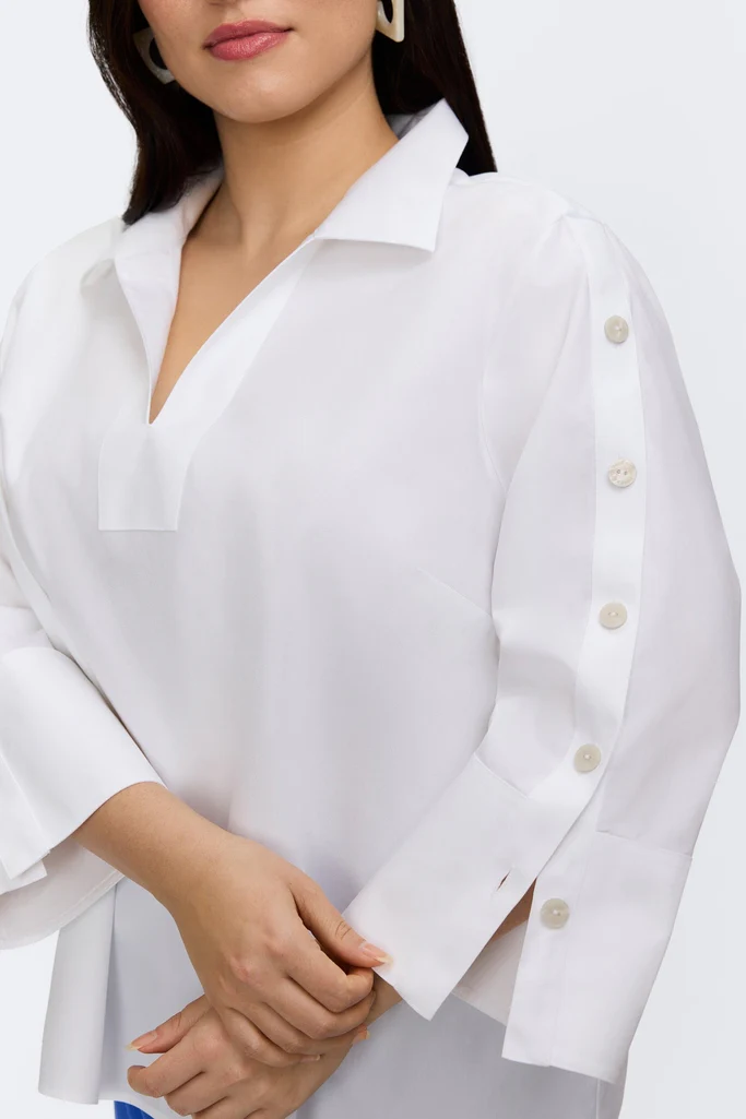 Lainey Plus No Iron Pinpoint 3/4 Button Sleeve Shirt - Image 13