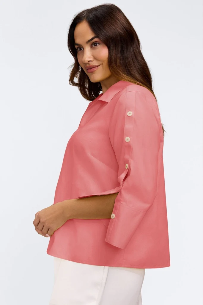 Lainey Plus No Iron Pinpoint 3/4 Button Sleeve Shirt - Image 17