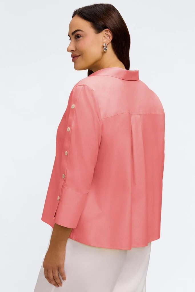 Lainey Plus No Iron Pinpoint 3/4 Button Sleeve Shirt - Image 19