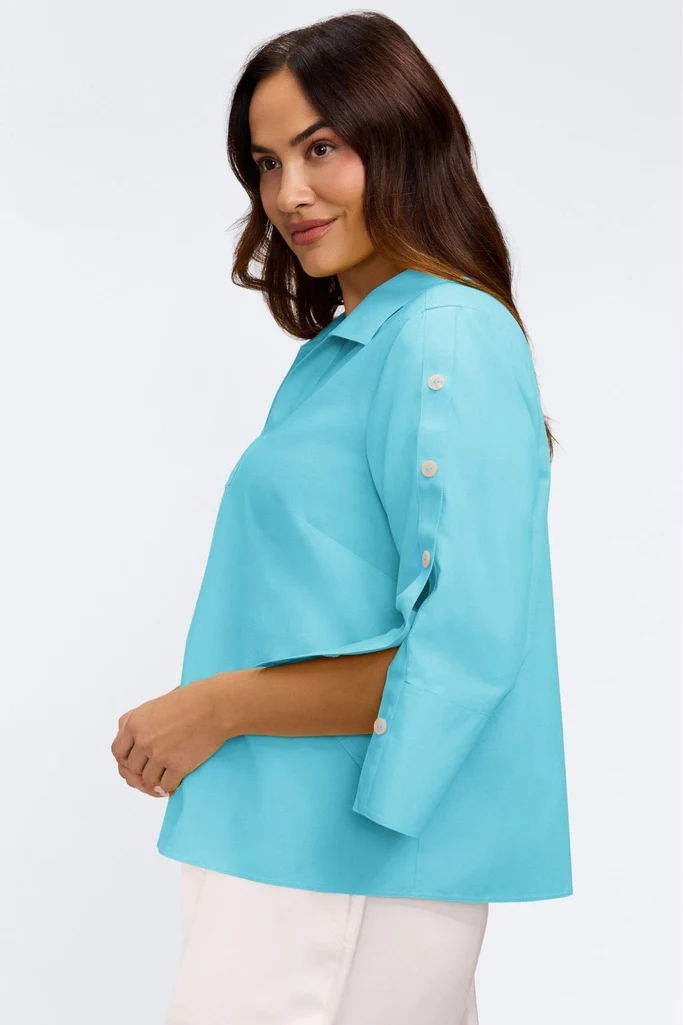 Lainey Plus No Iron Pinpoint 3/4 Button Sleeve Shirt - Image 22