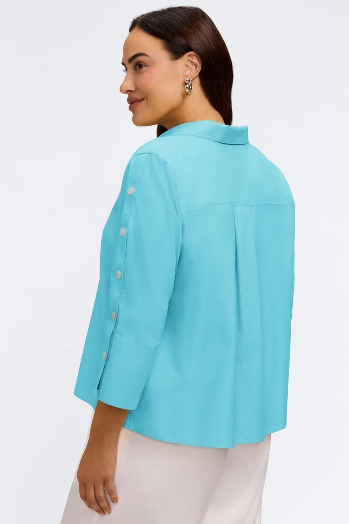 Lainey Plus No Iron Pinpoint 3/4 Button Sleeve Shirt - Image 24