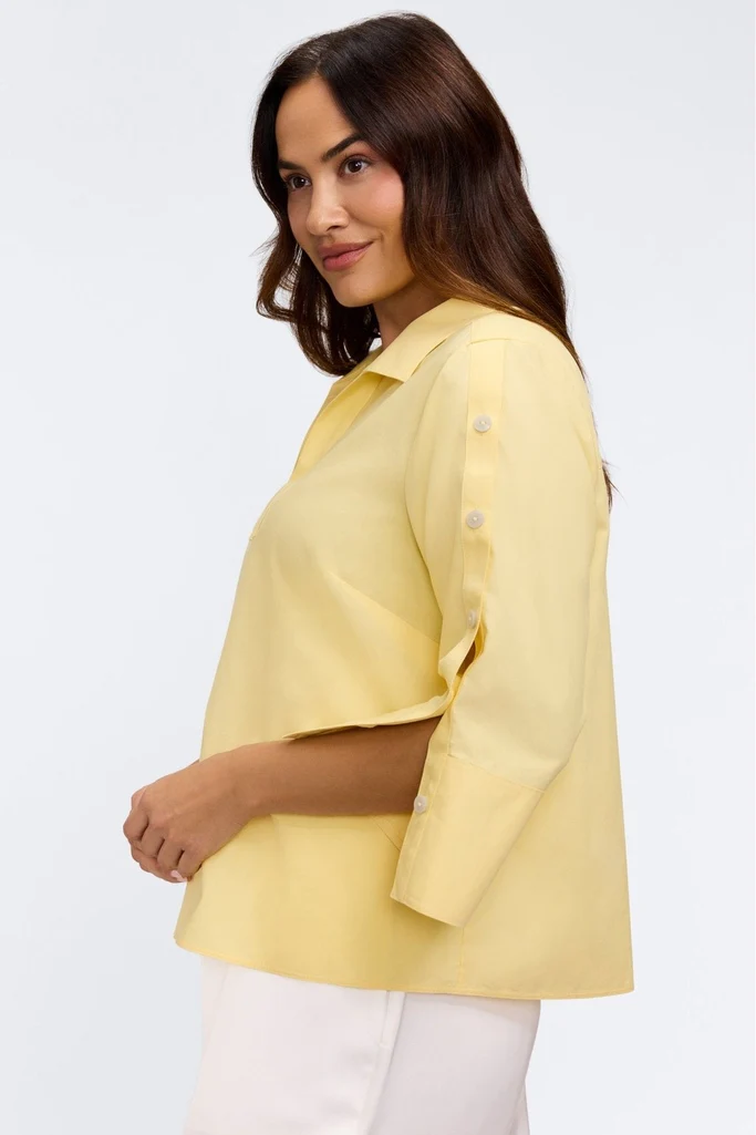 Lainey Plus No Iron Pinpoint 3/4 Button Sleeve Shirt - Image 3