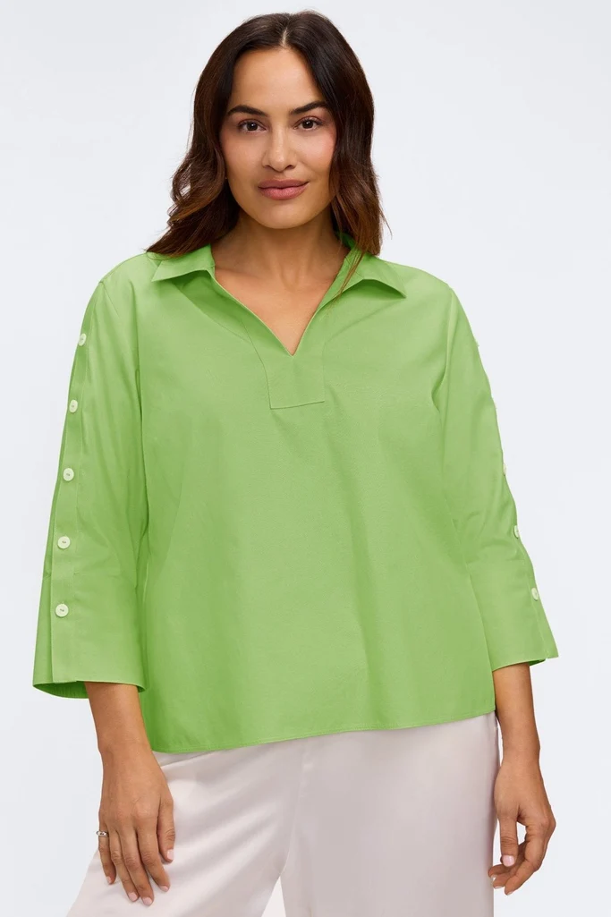 Lainey Plus No Iron Pinpoint 3/4 Button Sleeve Shirt - Image 6