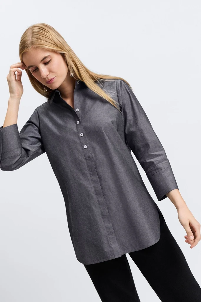Madison No Iron Pinpoint 3/4 Sleeve Tunic - Image 5