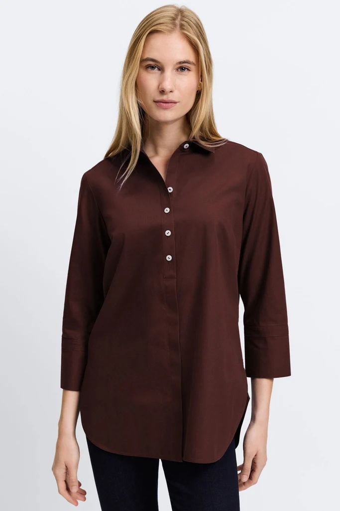 Madison No Iron Pinpoint 3/4 Sleeve Tunic - Image 6