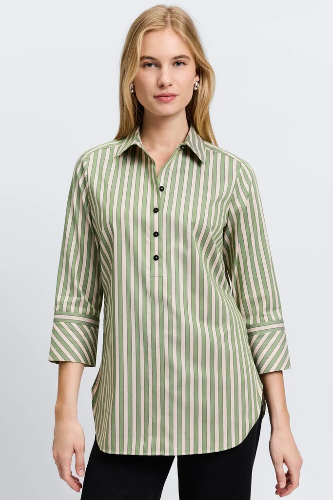 Madison No Iron Stretch Stripe 3/4 Sleeve Tunic - Image 11