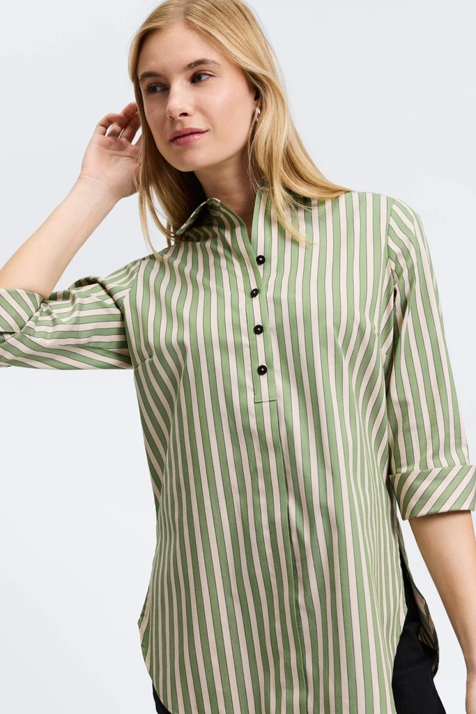 Madison No Iron Stretch Stripe 3/4 Sleeve Tunic - Image 13