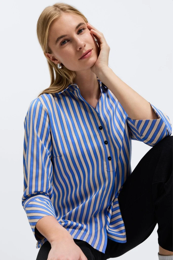 Madison No Iron Stretch Stripe 3/4 Sleeve Tunic - Image 3