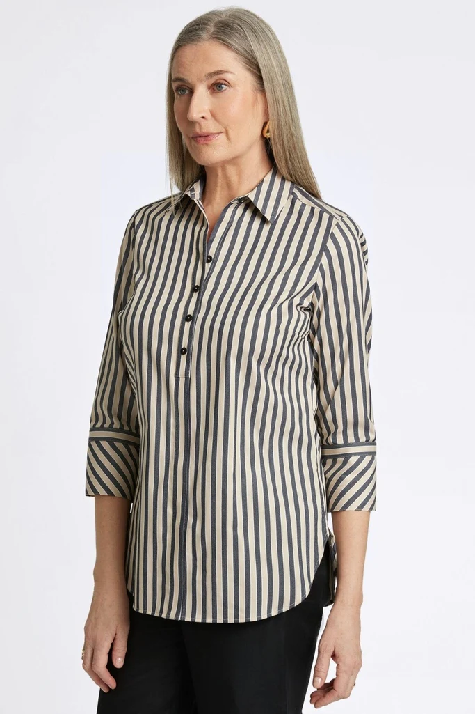 Madison No Iron Stretch Stripe 3/4 Sleeve Tunic - Image 6