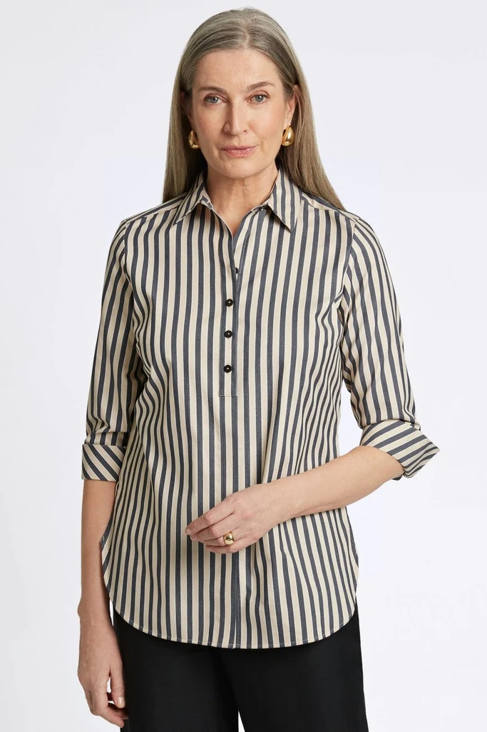 Madison No Iron Stretch Stripe 3/4 Sleeve Tunic - Image 8