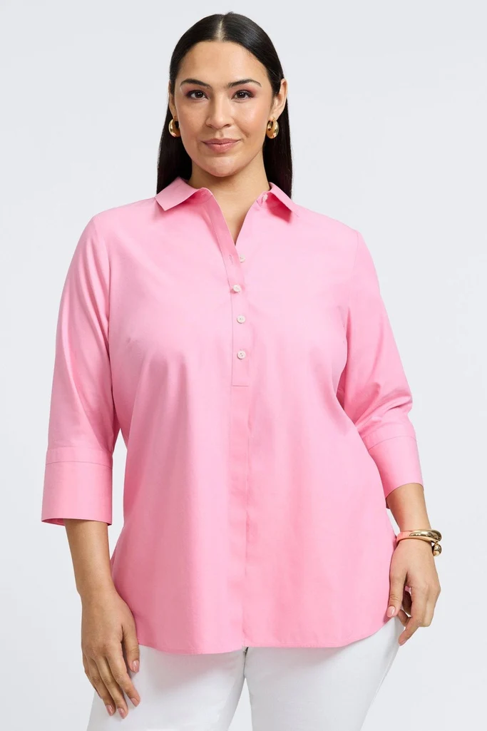 Madison Plus No Iron Pinpoint 3/4 Sleeve Tunic - Image 10
