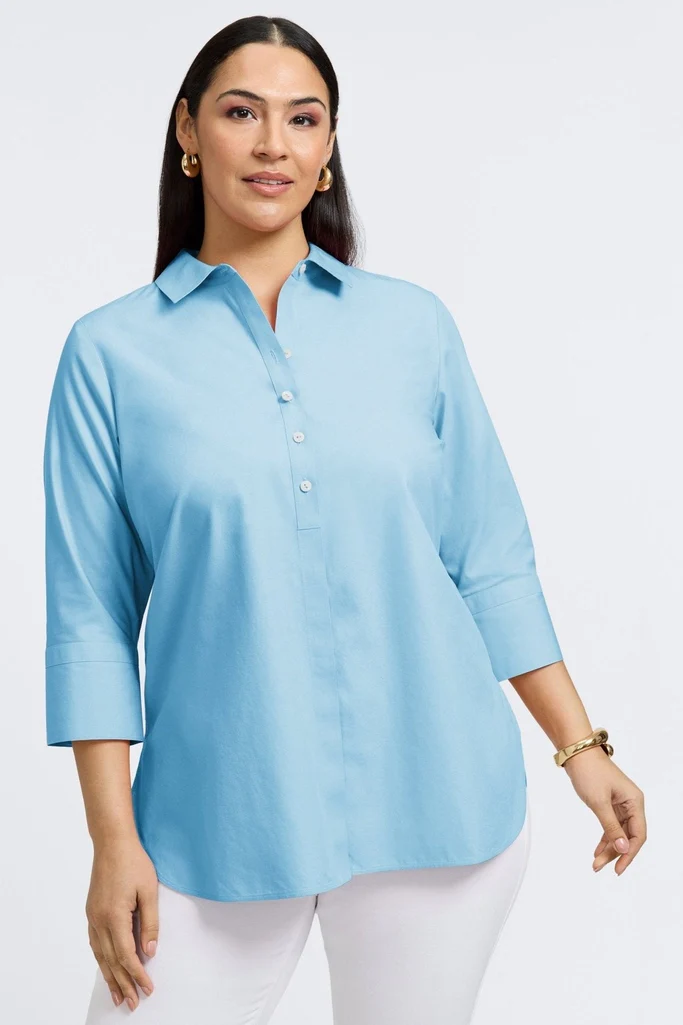Madison Plus No Iron Pinpoint 3/4 Sleeve Tunic - Image 14