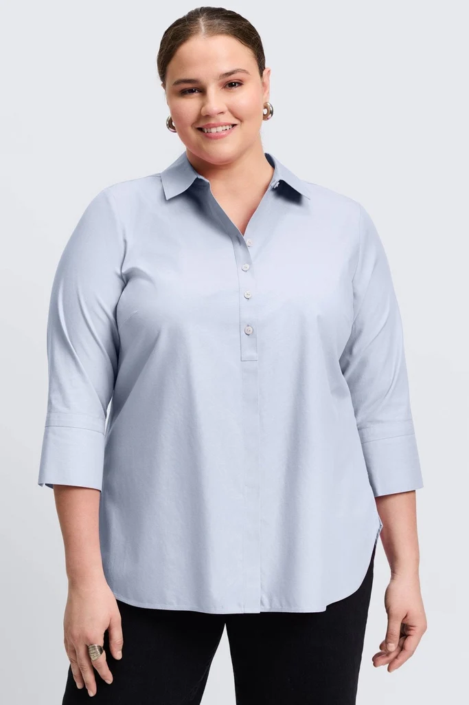 Madison Plus No Iron Pinpoint 3/4 Sleeve Tunic - Image 22