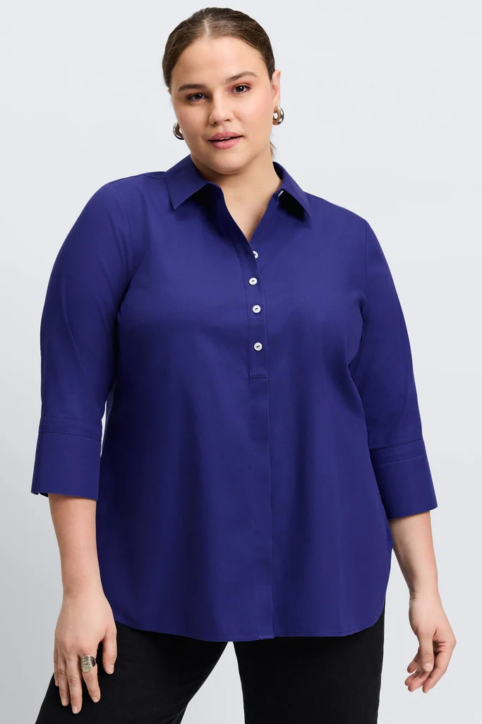 Madison Plus No Iron Pinpoint 3/4 Sleeve Tunic - Image 24