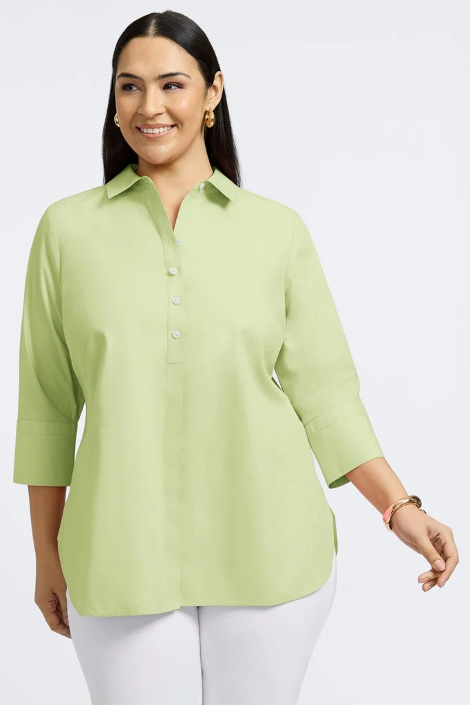 Madison Plus No Iron Pinpoint 3/4 Sleeve Tunic - Image 6