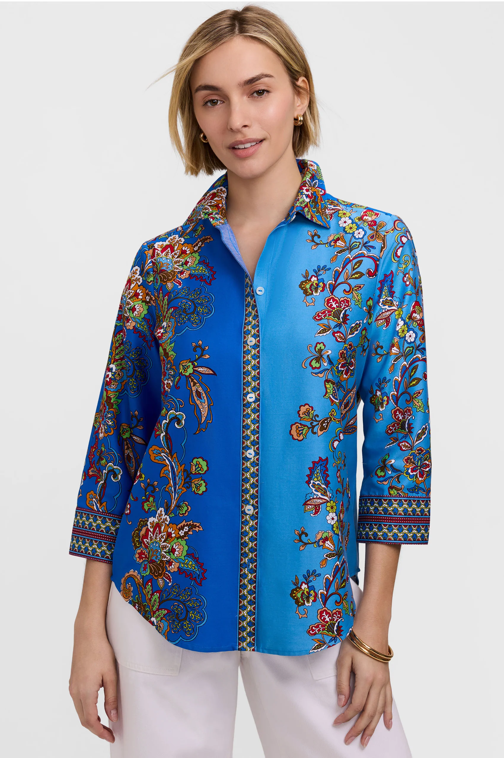 Margaret Jacobean Floral 3/4 Sleeve Shirt - Image 2