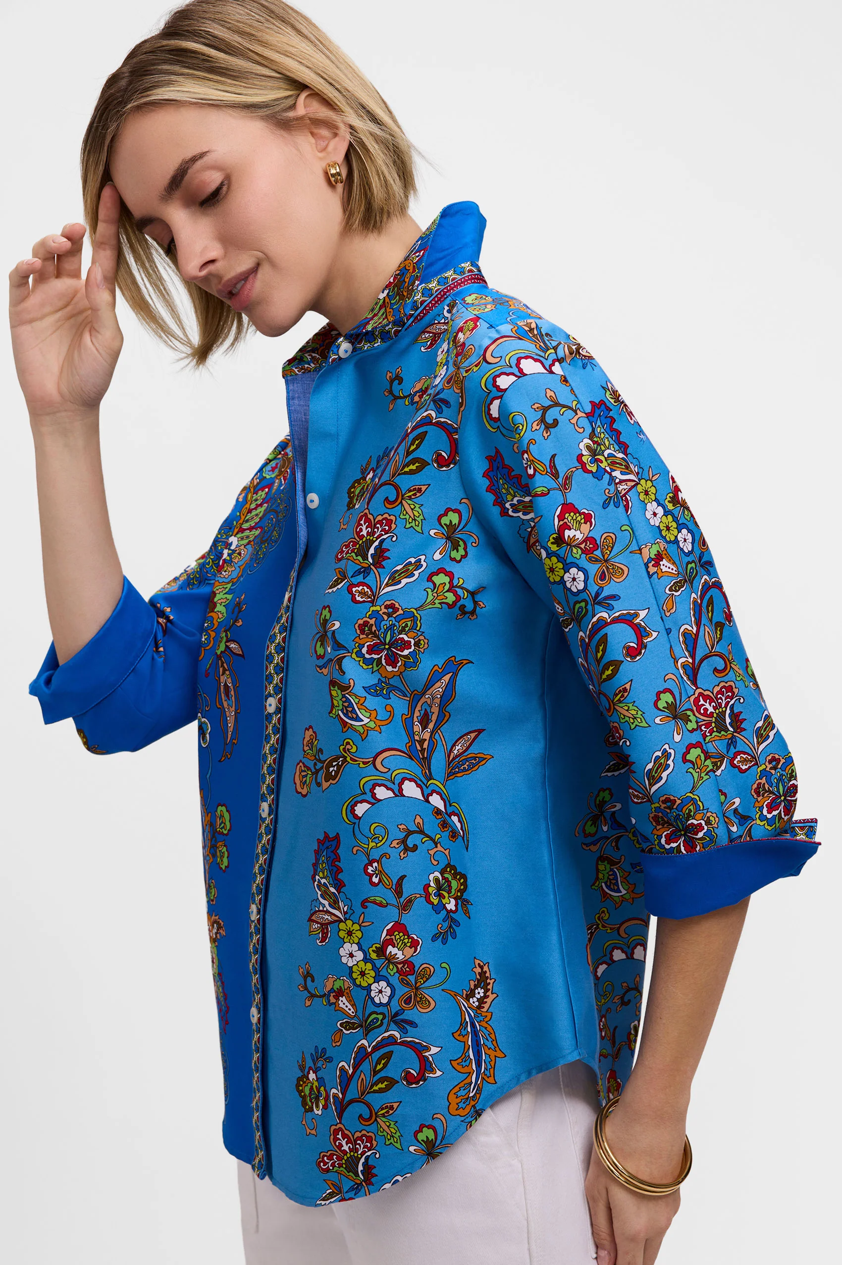 Margaret Jacobean Floral 3/4 Sleeve Shirt - Image 6
