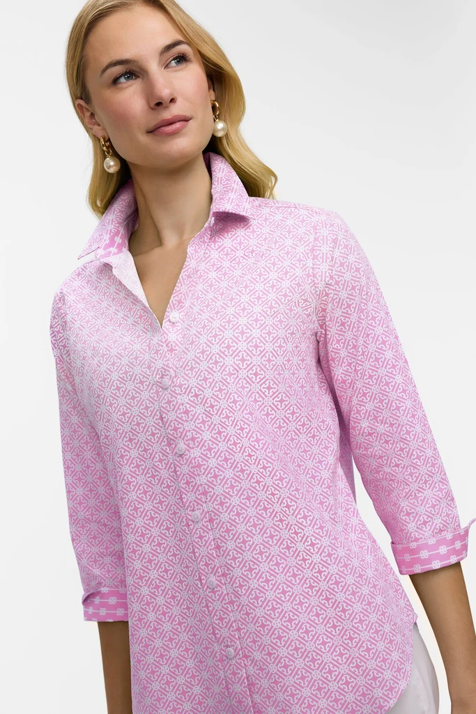 Margie Geo Lattice 3/4 Sleeve Shirt