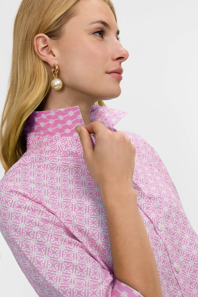 Margie Geo Lattice 3/4 Sleeve Shirt - Image 2
