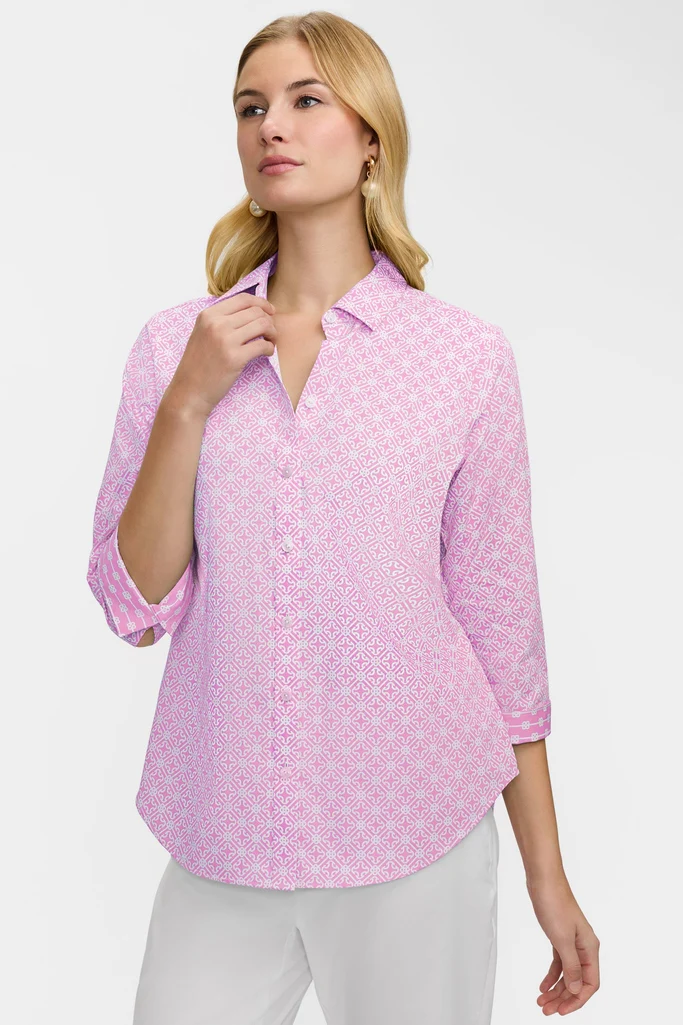Margie Geo Lattice 3/4 Sleeve Shirt - Image 3